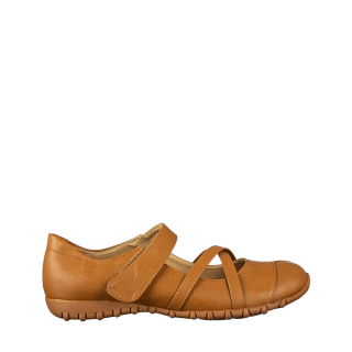 Big size, Γυναικεία casual παπούτσια  από οικολογικό δέρμα καμελ Sest - Kalapod.gr